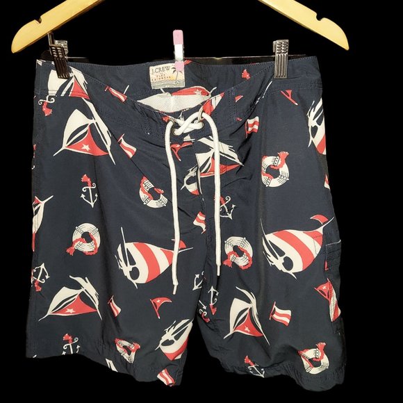J. Crew Flex Swimwear Nautical Theme Navy Men's Size 33 - Picture 1 of 8